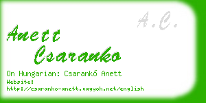 anett csaranko business card